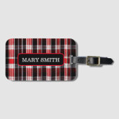 Kariert Trendy Abstrakt Red Black Collection Gepäckanhänger (Vorderseite (Horizontal))