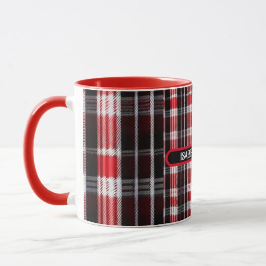 Kariert Trendy Abstrakt Red Black Collection Tasse (Links)