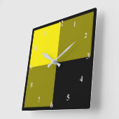 Kariert überprüft in Schwarz und Gelb Quadratische Wanduhr (Winkel)