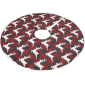 Kariert und Hirsch Polyester Weihnachtsbaumdecke (Schrägansicht)