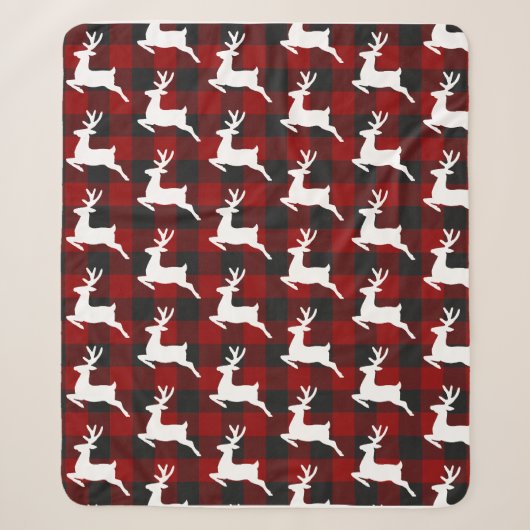 Kariert und Hirsch Sherpadecke (Vorderseite)