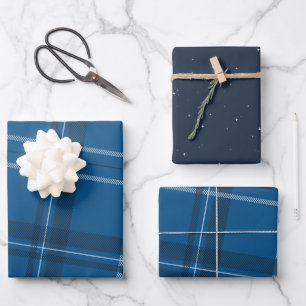 Kariert und klassisch blau geschenkpapier set