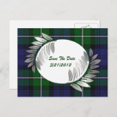 Kariert und Silber Ferns Save the Date Postkarte (Vorne/Hinten)