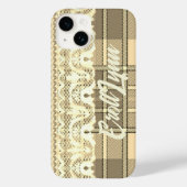 Kariert und spitz niedliche feminine Creme braun Case-Mate iPhone Hülle (Rückseite)