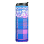 Kariert und Spitze lila und rosa niedlich gürtelig Thermosbecher (Nach links gedreht)