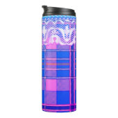 Kariert und Spitze lila und rosa niedlich gürtelig Thermosbecher (Nach rechts gedreht)