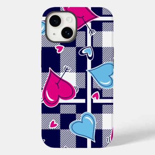 Kariert Valentine Rosa Herz | iPhone 14 Case-Mate Case-Mate iPhone Hülle (Rückseite)