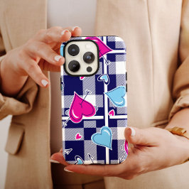 Kariert Valentine Rosa Herz | iPhone 14 Case-Mate Case-Mate iPhone 14 Hülle