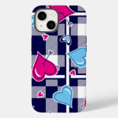 Kariert Valentine Rosa Herz | iPhone 14 Case-Mate Hülle (Rückseite)