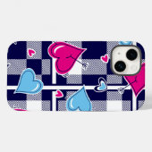 Kariert Valentine Rosa Herz | iPhone 14 Case-Mate Hülle (Rückseite (Horizontal))
