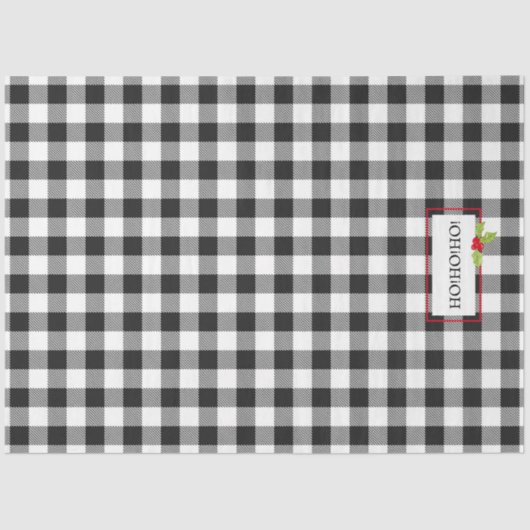 Kariert Weihnachten Holly Ho! Ho! Ho! Holiday Chee Seidenpapier (Vorderseite)