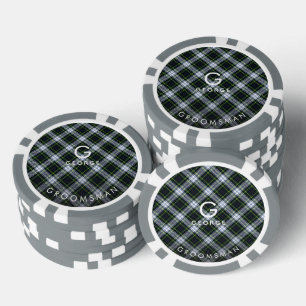 Kariert-White-Green-Gordon-Tartan-Trauzeuge-Monogr Pokerchips