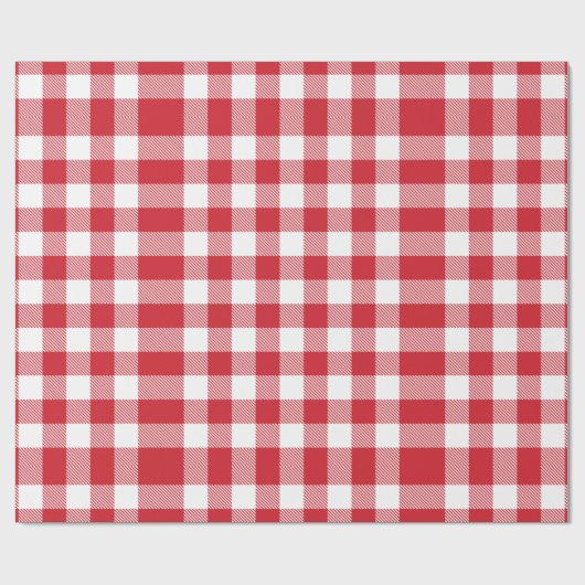 Kariert White Red Gingham Karo Rustikaler Urlaub Geschenkpapier (Flach)