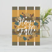 Kariert Wreath Greenery Hey Fall Card Karte (Stehend Vorderseite)