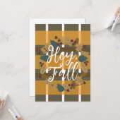 Kariert Wreath Greenery Hey Fall Card Karte (Vorderseite/Rückseite Beispiel)