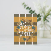 Kariert Wreath Greenery Hey Fall Postkarte (Stehend Vorderseite)
