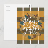 Kariert Wreath Greenery Hey Fall Postkarte (Vorne/Hinten)