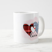 Kariert, Zebra & Liebesschrift Jumbo-Tasse (Vorderseite Rechts)
