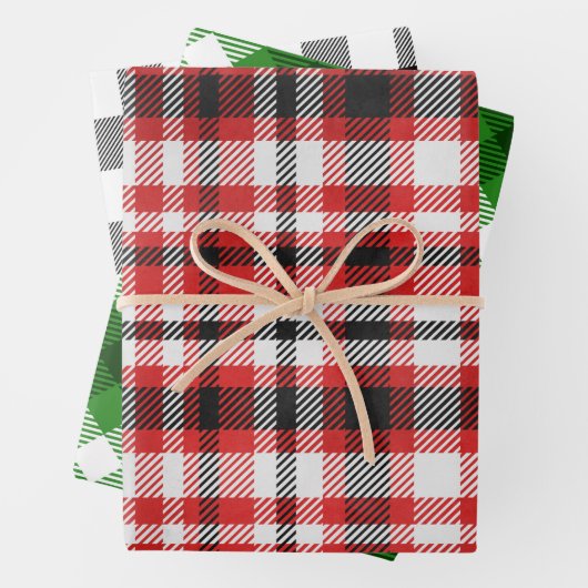 karierte 3 Farben Geschenkpapier Set (Beispiel)