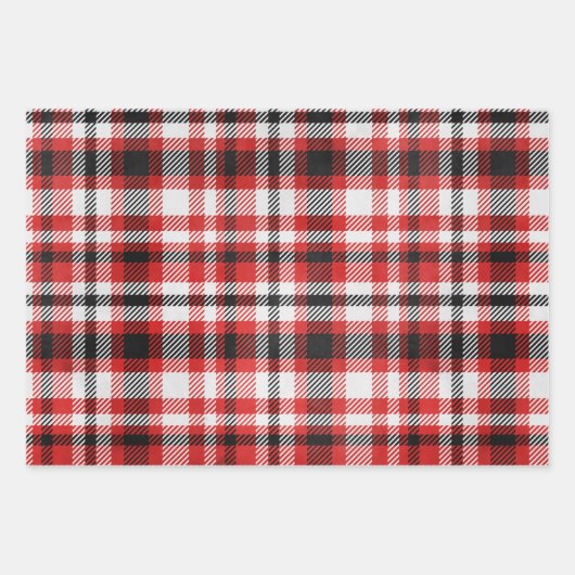 karierte 3 Farben Geschenkpapier Set (Vorderseite)