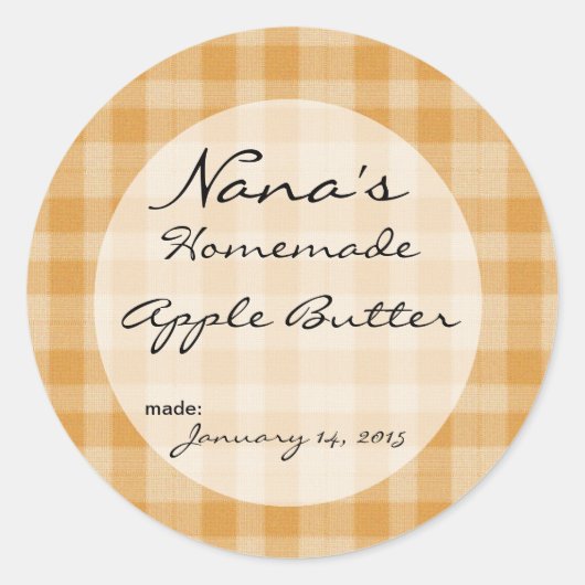 Karierte Abdeckung des Canning-Deckels - Größe für Runder Aufkleber (Vorderseite)