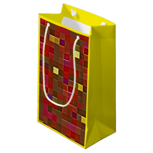 "Karierte Affäre" (Klein) Geschenktasche Kleine Geschenktüte (Vorderseite Schrägansicht)
