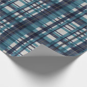 Karierte aquamarine Goldmadras Geschenkpapier (Ecke)