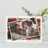 Karierte Aquarellfarbe Foto Weihnachten (Stehend Vorderseite)