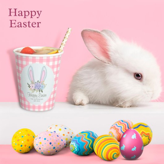 Karierte Aquarellfarben Blumenzwiebelvorlage Oster Pappbecher