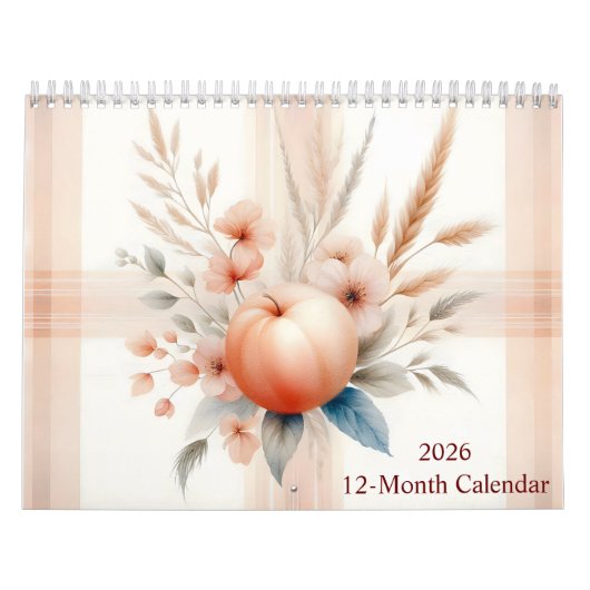 Karierte Aquarellmuster und Blume 2026 Kalender (Titelbild)