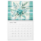 Karierte Aquarellmuster und Blume 2026 Kalender (Jan 2026)