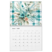 Karierte Aquarellmuster und Blume 2026 Kalender (Mär 2027)