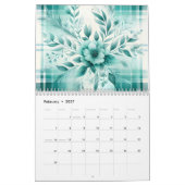 Karierte Aquarellmuster und Blume 2026 Kalender (Feb 2027)