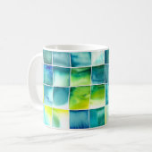 Karierte Aquarellzeichnung Kaffeetasse (Vorderseite Links)
