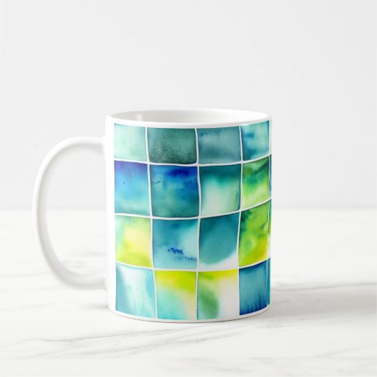 Karierte Aquarellzeichnung Kaffeetasse (Links)