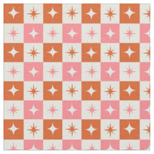Karierte Atomic Stars Pink Orange aus der Mitte de Stoff