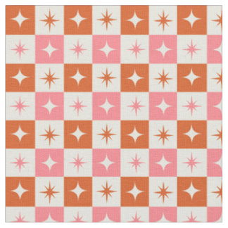Karierte Atomic Stars Pink Orange aus der Mitte de Stoff