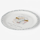 Karierte Babydusche auf der Hütte Pappteller (Schrägansicht)