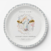 Karierte Babydusche auf der Hütte Pappteller (Vorderseite)