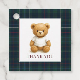 Karierte Babydusche für Frühbeere Geschenkanhänger