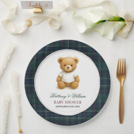 Karierte Babydusche für Frühbeere Pappteller