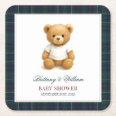 Karierte Babydusche für Frühbeere Rechteckiger Pappuntersetzer (Vorderseite)