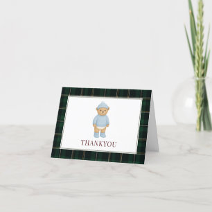 Karierte Babydusche für Preppy Bear Designer Dankeskarte