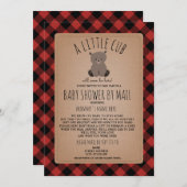 Karierte Babydusche per Post Sozialabtrieb Einladung (Vorne/Hinten)