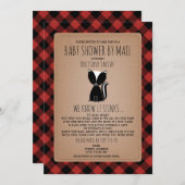 Karierte Babydusche per Post Soziale Distanzierung Einladung (Vorne/Hinten)
