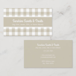 Karierte Bäckerei-Visitenkarte in Beige und Weiß Visitenkarte