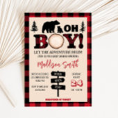 Karierte Bärenkuppe Lumberjack Babydusche Einladung