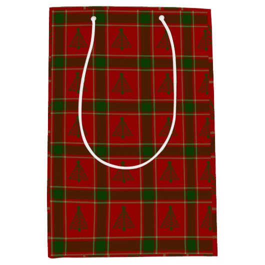 Karierte Baumgeschenktasche Mittlere Geschenktüte (Vorderseite)