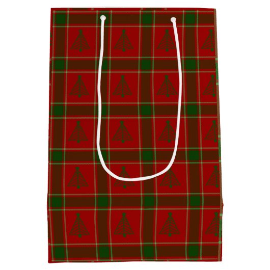 Karierte Baumgeschenktasche Mittlere Geschenktüte (Rückseite)