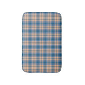 Karierte Beige Blau Grau und Pfirsichfarben Badematte (Vorderseite Vertikal)